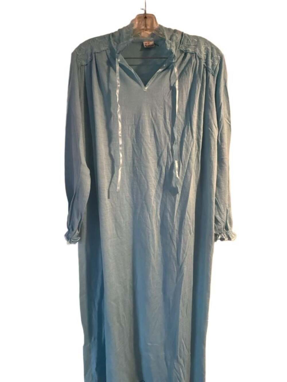 Doreal Light Blue Lace-Trimmed Long Sleeve Nightgown size L